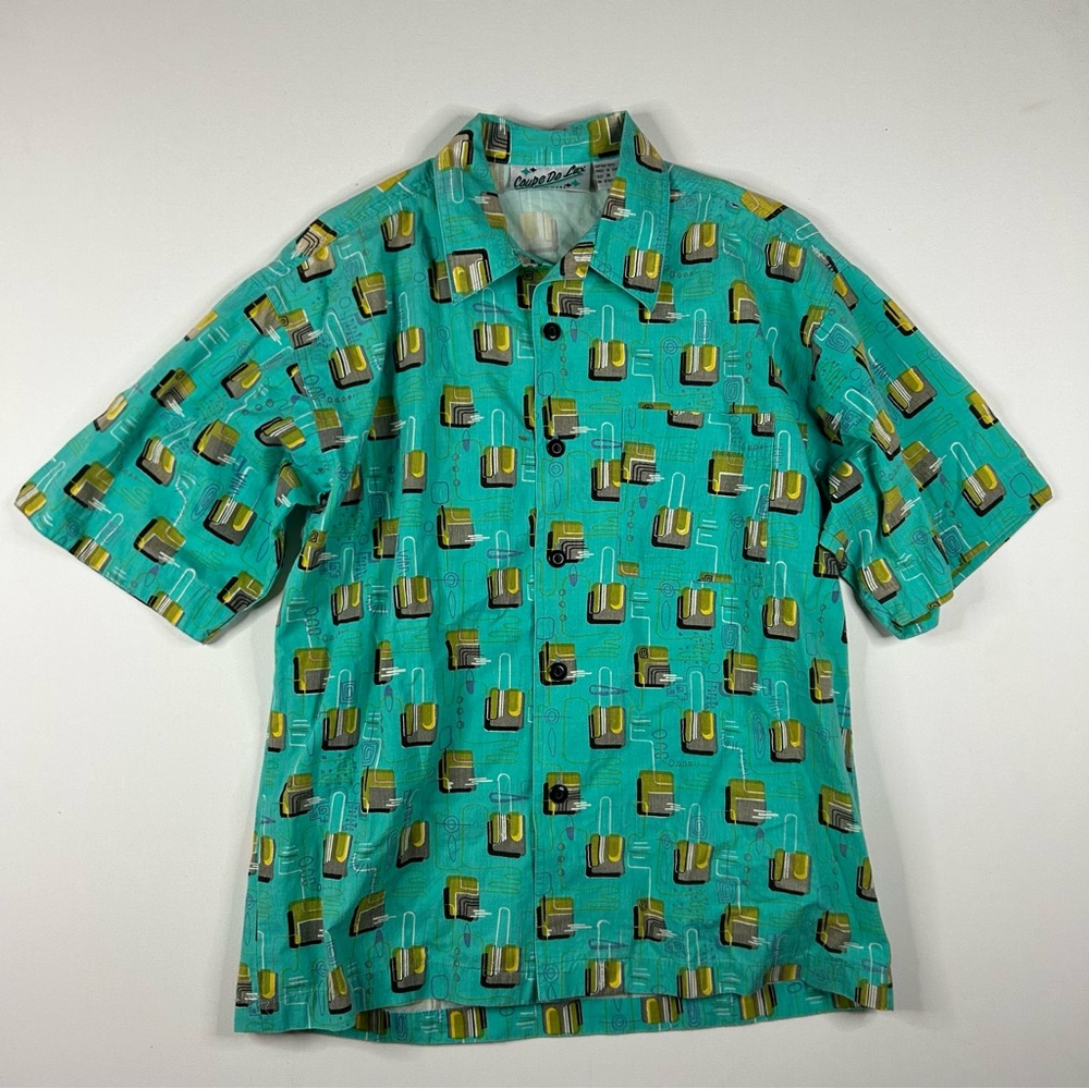 90’s  Vintage Coupe De Lux Beer AOP Button Down button Up Shirt Novelty Abstract